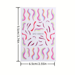 8pcs Colorful Line Nail Art Stickers Self-Adhesive Decals for Women