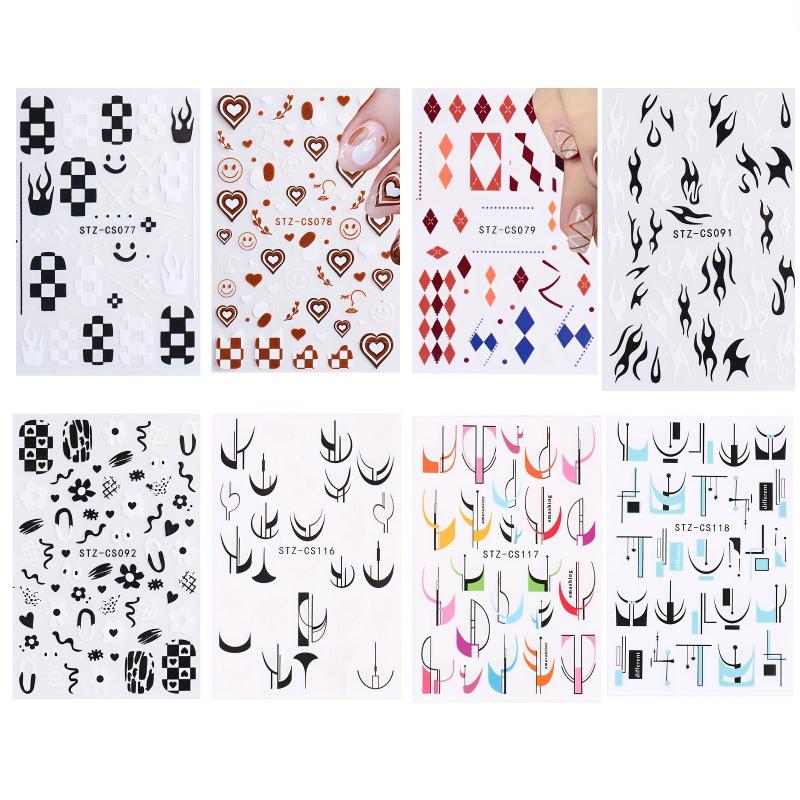 8pcs Colorful Line Nail Art Stickers Self-Adhesive Decals for Women