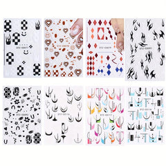 8pcs Colorful Line Nail Art Stickers Self-Adhesive Decals for Women