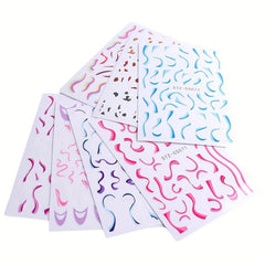 8pcs Colorful Line Nail Art Stickers Self-Adhesive Decals for Women
