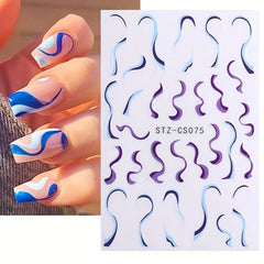 8pcs Colorful Line Nail Art Stickers Self-Adhesive Decals for Women