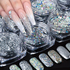 Holographic Silver Glitter Nail Art Sequins Laser Glitters Nail Art Flakes