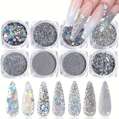 Holographic Silver Glitter Nail Art Sequins Laser Glitters Nail Art Flakes