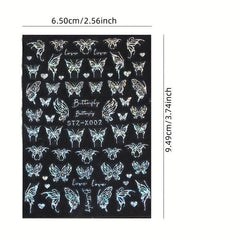 3pcs Aurora Butterfly Nail Art Stickers Laser Nail Decals For DIY Or Salons
