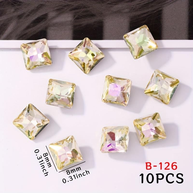 10pcs Glass Crystal Aurora 3D Nail Art Gemstones