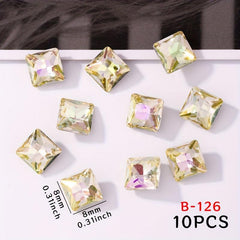 10pcs Glass Crystal Aurora 3D Nail Art Gemstones
