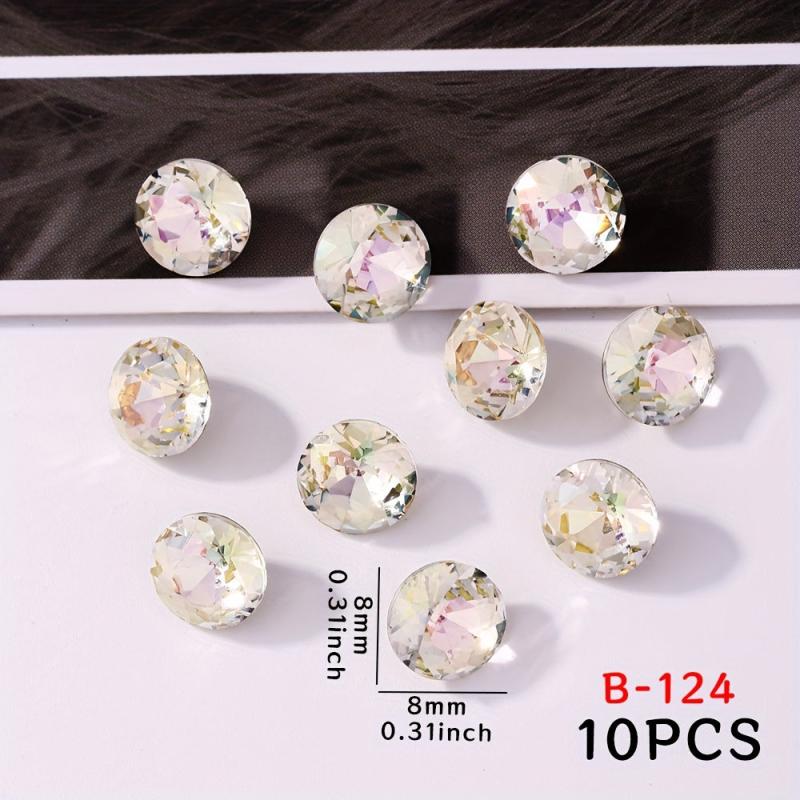 10pcs Glass Crystal Aurora 3D Nail Art Gemstones