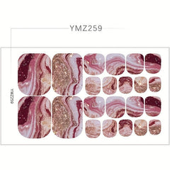 Marble Toenail Polish Self-Adhesive Stickers French Gel Full Wraps