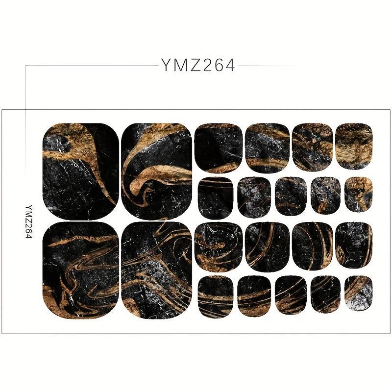Marble Toenail Polish Self-Adhesive Stickers French Gel Full Wraps