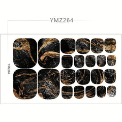 Marble Toenail Polish Self-Adhesive Stickers French Gel Full Wraps