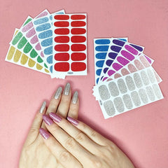 10 Sheets Glitter Nail Art Stickers Full Wrap Nail Polish Strip