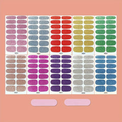 10 Sheets Glitter Nail Art Stickers Full Wrap Nail Polish Strip