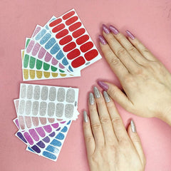 10 Sheets Glitter Nail Art Stickers Full Wrap Nail Polish Strip