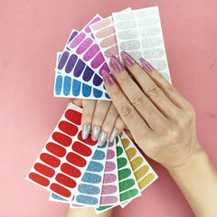 10 Sheets Glitter Nail Art Stickers Full Wrap Nail Polish Strip