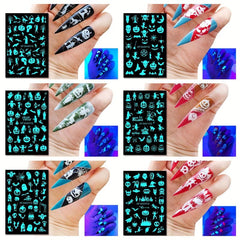 Glow In The Dark Halloween Nail Stickers Set