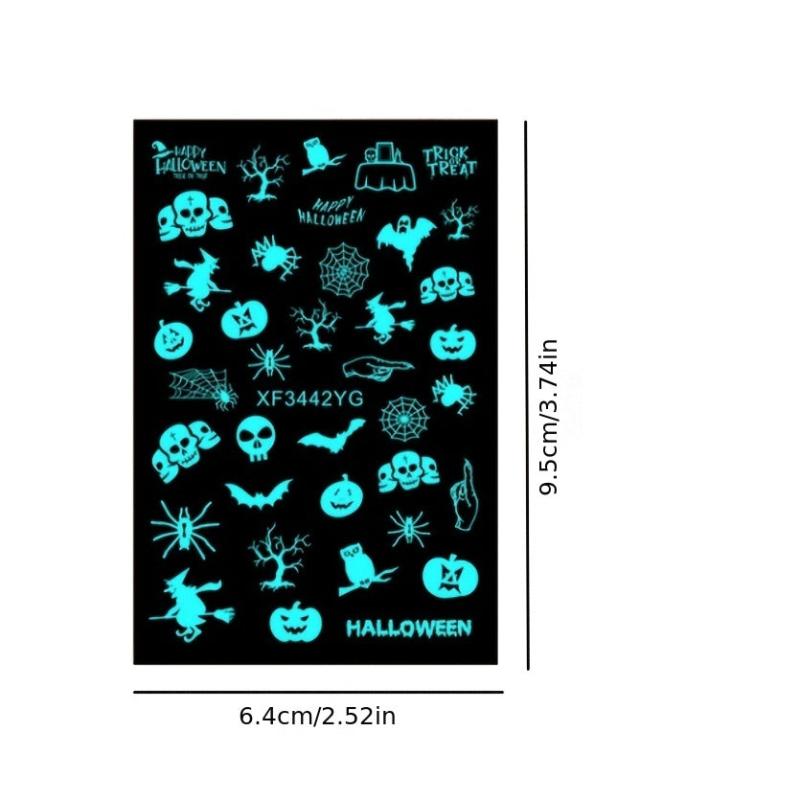 Glow In The Dark Halloween Nail Stickers Set