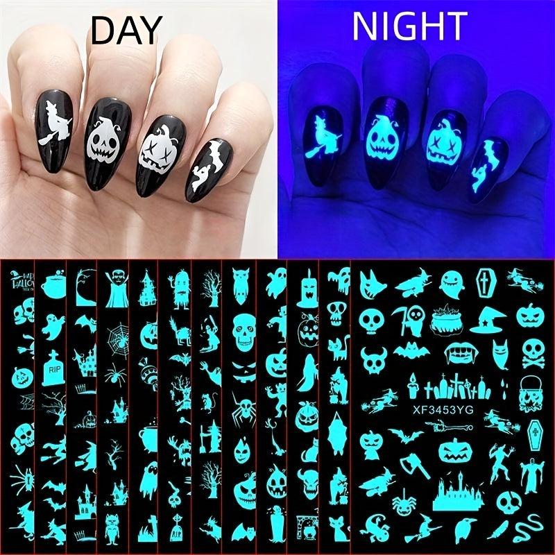 Glow In The Dark Halloween Nail Stickers Set