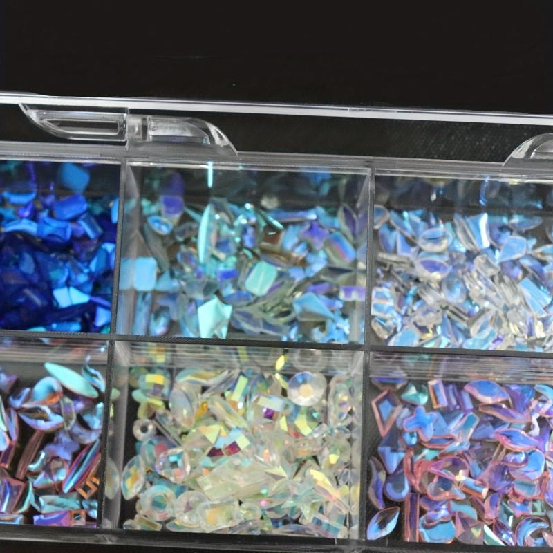13 Grids Aurora Nail Art Rhinestone Resin Crystals Set With Tweezers