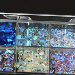 13 Grids Aurora Nail Art Rhinestone Resin Crystals Set With Tweezers