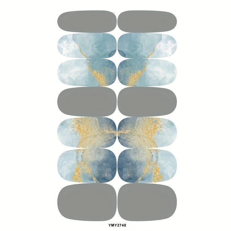 12 Sheets Gradient Marble Nail Polish Stickers for Women Girls