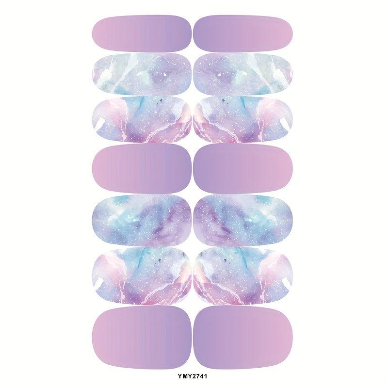 12 Sheets Gradient Marble Nail Polish Stickers for Women Girls