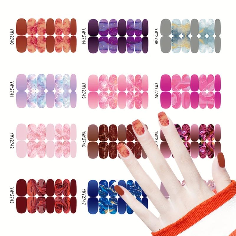 12 Sheets Gradient Marble Nail Polish Stickers for Women Girls