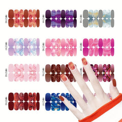 12 Sheets Gradient Marble Nail Polish Stickers for Women Girls