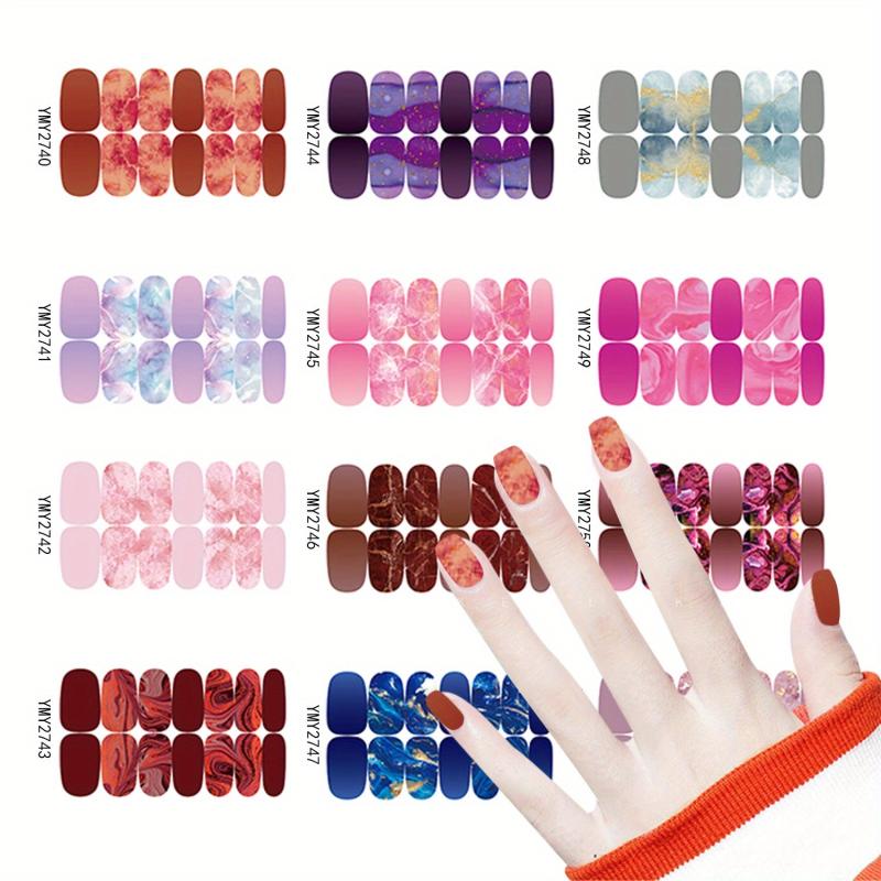 12 Sheets Gradient Marble Nail Polish Stickers for Women Girls