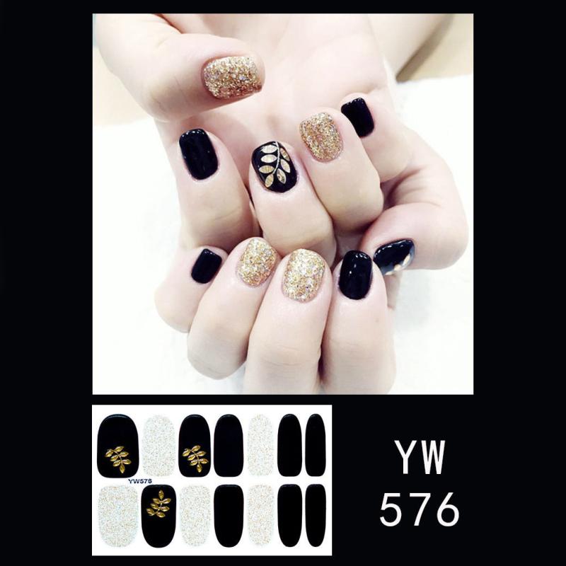 Gradient Nail Art Stickers Full Wrap Glitter Nail Decals