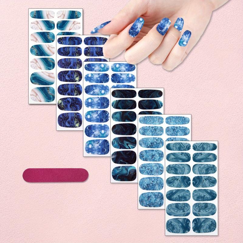 6 Sheets Nail Art Decals - Easy Manicure Transformation
