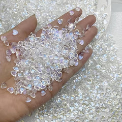 Heart Aurora Resin Stones Gel Polish Rhinestones 50 Pcs