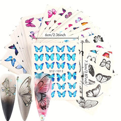 30 Sheets Butterfly Nail Art Stickers - Flower Patterns Manicure Tips