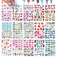 30 Sheets Butterfly Nail Art Stickers - Flower Patterns Manicure Tips