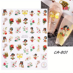 Floral 3D Nail Art Stickers for Summer & Spring Manicures