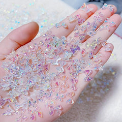 50PCS Mixed Resin Acrylic Nail Art Tips Rhinestones Decor DIY Supplies