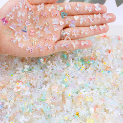50PCS Mixed Resin Acrylic Nail Art Tips Rhinestones Decor DIY Supplies