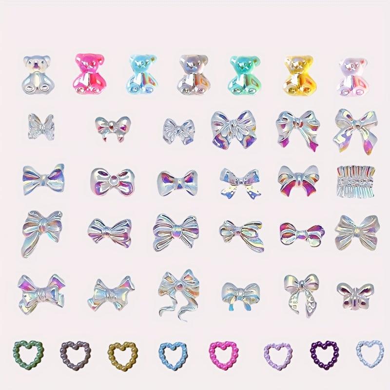 50PCS Mixed Resin Acrylic Nail Art Tips Rhinestones Decor DIY Supplies