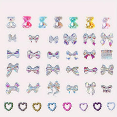 50PCS Mixed Resin Acrylic Nail Art Tips Rhinestones Decor DIY Supplies