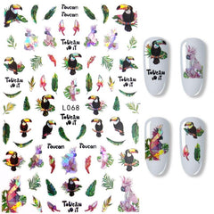 Y2K Nail Art Stickers Self Adhesive Leaf Bird Peacock Nail Decals