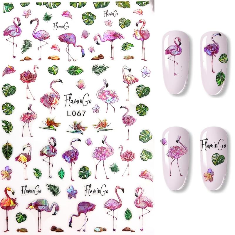 Y2K Nail Art Stickers Self Adhesive Leaf Bird Peacock Nail Decals