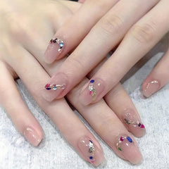 Colorful Rhinestone Nail Art Gems Mix Sizes 3D Flat Bottom