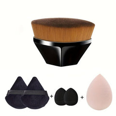 6pcs Foundation Makeup Brushes Set With Puff Triangle Powder Puff Makeup Sponge