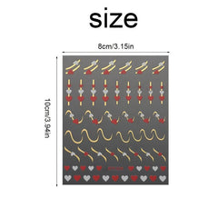 3D Flower Heart Swirl Line Nail Art Stickers Self Adhesive Geometric Line Nail