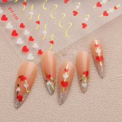 3D Flower Heart Swirl Line Nail Art Stickers Self Adhesive Geometric Line Nail