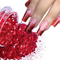 9pcs Holographic Nail Glitter Powder Set Hexagonal Sparkly Sequin Pig