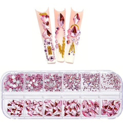 2400 Pcs Nail Art Rhinestones with Storage Box