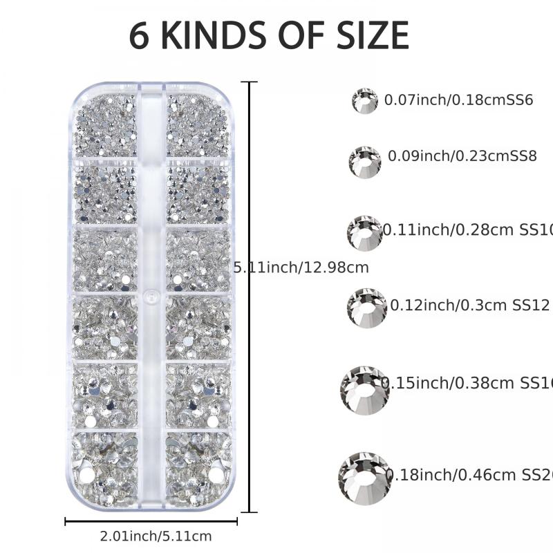 2400 Pcs Nail Art Rhinestones with Storage Box