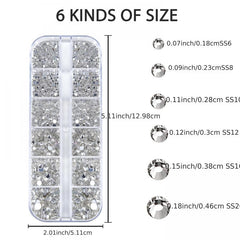 2400 Pcs Nail Art Rhinestones with Storage Box