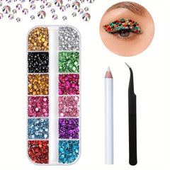 2400 Pcs Nail Art Rhinestones with Storage Box