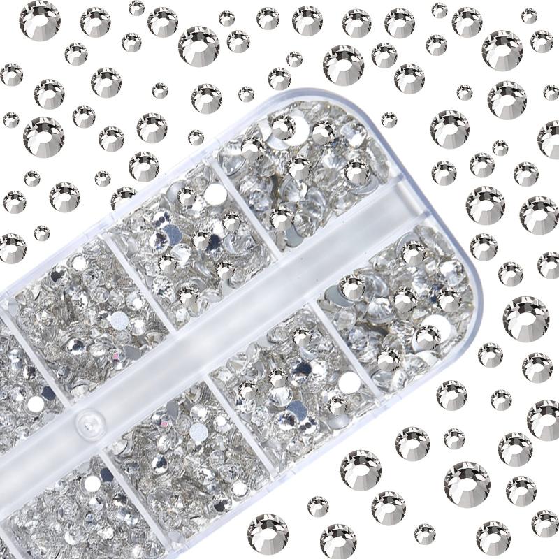 2400 Pcs Nail Art Rhinestones with Storage Box